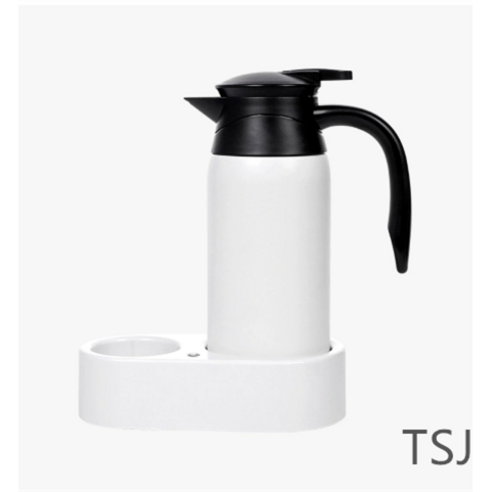 차량용 전기포트 TSJ 대용량 차량용전기포트 커피포트 화물차 승용차12/24v, 차량용 전기포트 흰색