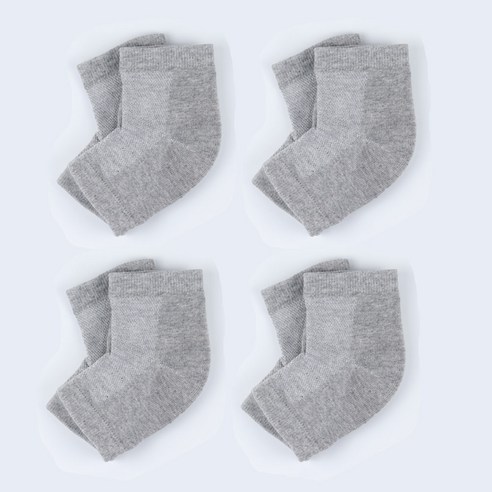 발 뒷꿈치 실리콘 보습 패드 양말, 4세트, 그레이, 2개입