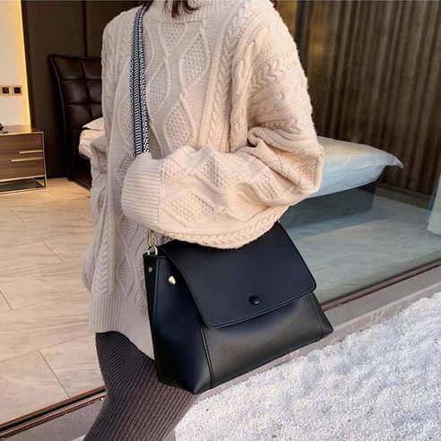 유전몰 데일리 패션 가죽 미니 크로스백 핸드백(블랙)