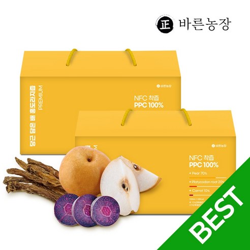 바른농장 당근 배 도라지즙 진한 홍도라지 진액 물넣지않은 착즙 100%, 60개, 100ml