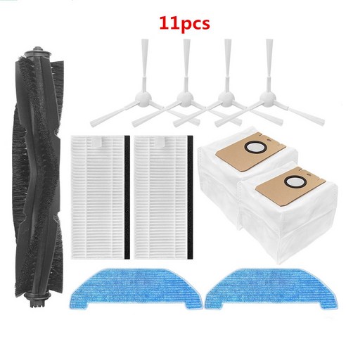 Neabot q11 로봇 진공 청소기 용 예비 부품 메인 롤러 브러시 사이드 브러시 hepa 필터 걸레 천 걸레 먼지 봉투, 11pcs