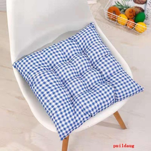 puildaug 의자 홈 오피스 앉아 벤치 여름 소프트, 파란색과흰색격자무늬 40*40cm