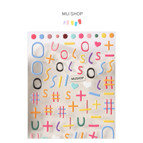 무샵 입체 네일 아트 스티커 80종, 1개, M-50 시크 플러스 라운드