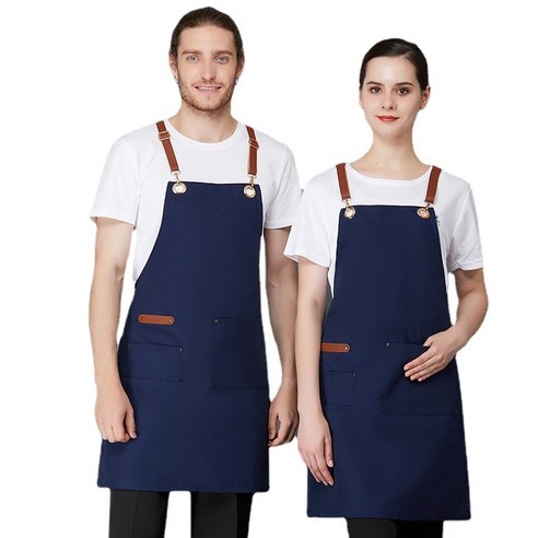 ANKRIC 방수앞치마 앞치마 호텔 웨이터 작업복 캔버스 통벨트 걸이직원 앞치마 걸이, 진한 파란색