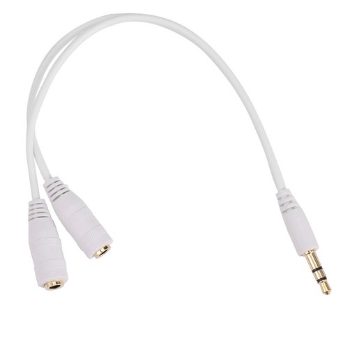 흰색 이어폰의 케이블 스플리터 3.5 mm 오디오, 하나, 하얀
