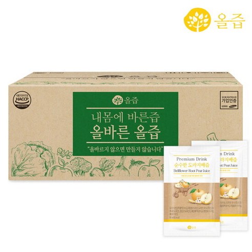 [올즙] 순수한 도라지배즙 100포, 70ml, 100개