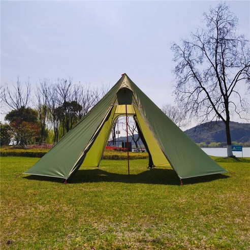 피라미드 텐트 대피소 2-4 인 한 방 대피소 320x320x160cm 굴뚝 캠핑 텐트, [01] Outside Tent