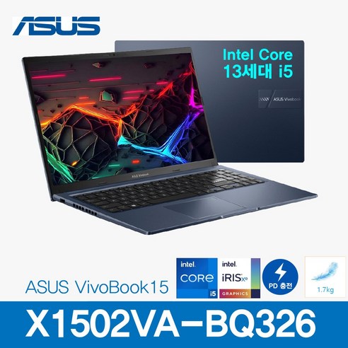 ASUS 비보북 15 X1502VA-BQ326 / Win11 / 13세대 i5, X1502ZA-BQ326, WIN11 Pro, 32GB, 512GB, 콰이어트 블루