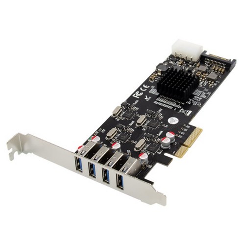 Xzante PCI-E X4 P17C9X2G 4포트 산업용 USB 3.0 카드 PC용 고성능 어댑터, 검은 색