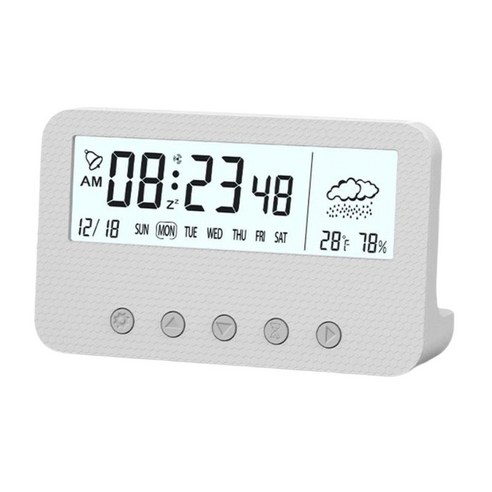 알람 시계 온도계 습도계 스누즈 기상 관측소 모니터 시계 외에 실내, 하얀색, {"수건소재":"ABS"}