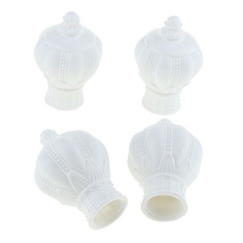 2 쌍 장식 창 커튼 막대 끝 휘장 레일 기둥 머리 모자 맞는 30mm 직경. 막대, White_2, 설명