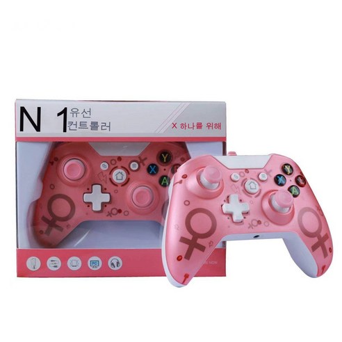 [Nuggets] 유선 게임 컨트롤러 게임 패드 스틱 게임 컨트롤러 PC 직접 연결, Pink