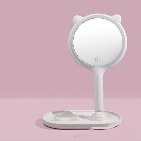 [LF] 메이크업 거울 LED 3 색 조정 가능한 빛 휴대용 터치 필 라이트 미러 HD 고화질 미러 표면, White Tricolor