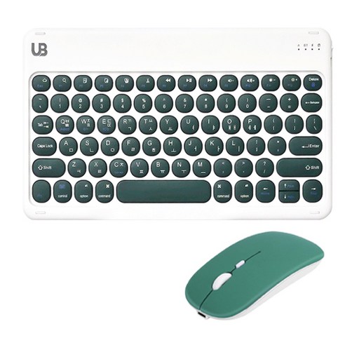UB BK2 동글 블루투스 키보드+듀얼 마우스 세트, 다크그린 set 미디움, 텐키리스