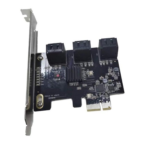 데스크탑 PC용 PCI-E-SATA 3.0 6포트 확장 카드 어댑터 변환기, 12cm x 10cm x1cm, 검정, ABS