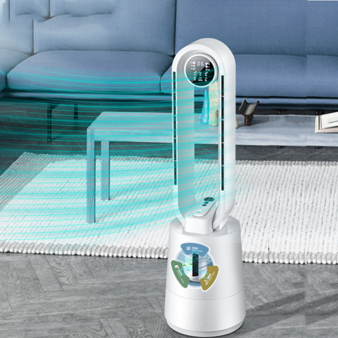 Apnoo 날개없는선풍기 무소음선풍기 타워형선풍기 활성탄 정화 선풍기, 흰색