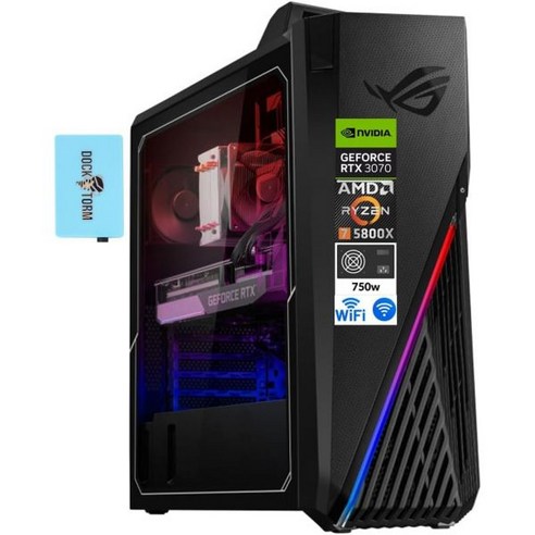 ASUS ROG Strix 게이밍 데스크톱 PC8코어 AMD Ryzen 7 5800X 최대 4.7 GeForce RTX 3070 8GB GDDR6 128GB DDR4 2TB P, 16GB RAM|1TB SSD, Win10P 데스크탑