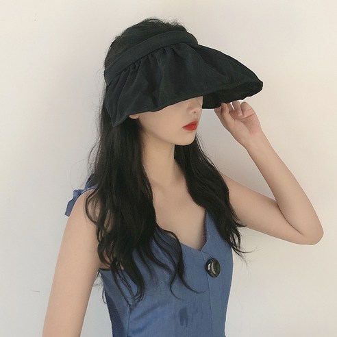 DFMEI 조개모자녀 썬캡 썬캡 썬캡 모자 자외선 차단 썬캡, DFMEI 블랙