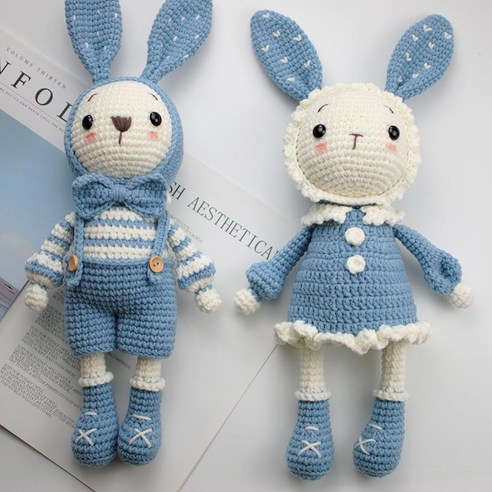 뜨개질 인형 DIY 재료 수제 선물 커플 토끼