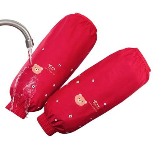 서온리 철벽방어 완벽 방수 미술 작업 사무 주방 다용도 시보리 여아 남아 여성 남성 공용 팔토시, 레드베어