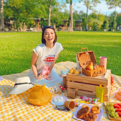 카터룸스 방수 피크닉 돗자리 아웃도어 매트, 블랙그리드