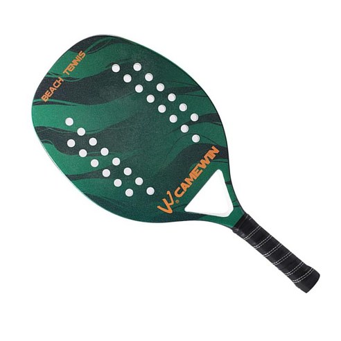 전문 비치 테니스 패들 라켓 소프트 EVA 얼굴 장비 초보자 야외 게임을위한 충격 방지 충격 방지 던지기, 48x23.5cm, 탄소 섬유, 초록