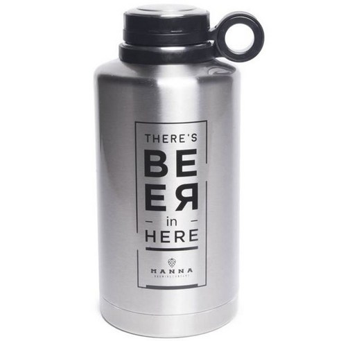 마나 인슐레이티드 보틀 보온 보냉병 실버 + 블랙, There''s Beer In Here, 1.9L