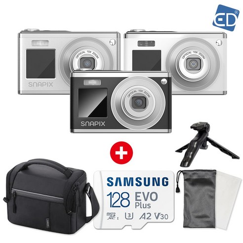 아이쏘우 스냅픽스 디지털 카메라 KLDC01N +가방+128GB+슈팅그립삼각대+파우치+포켓융 /ED, 블랙