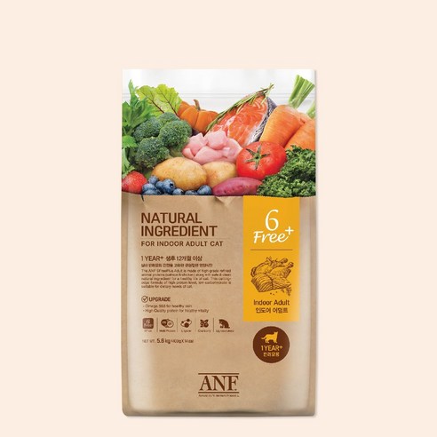 ANF 6free 캣 식스프리 플러스 인도어 어덜트 1.8kg 5.6kg 고양이 사료, 닭, 1개