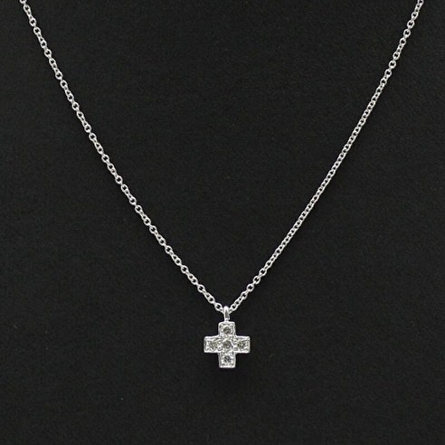 티파니앤코 [빈티지] 플래티늄 5P 다이아 십자가 크로스 목걸이 680188 196637385