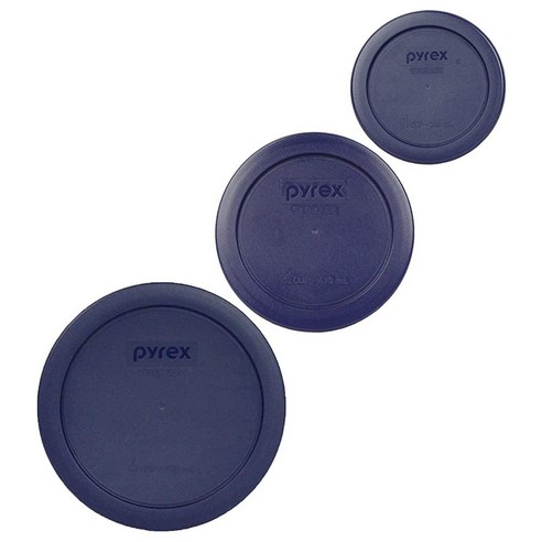 Pyrex 번들 3 품: (1) 7200PC 2컵 블루 플라스틱 뚜껑 7201PC 4컵 7202PC 1컵 뚜껑 미국 제조