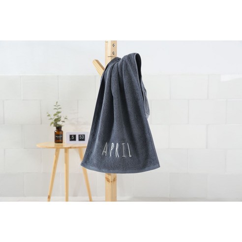 순면 목욕수건 자수 월 창의 대목욕수건박스 포장, 그레이 에이프릴(4월), 75*35cm