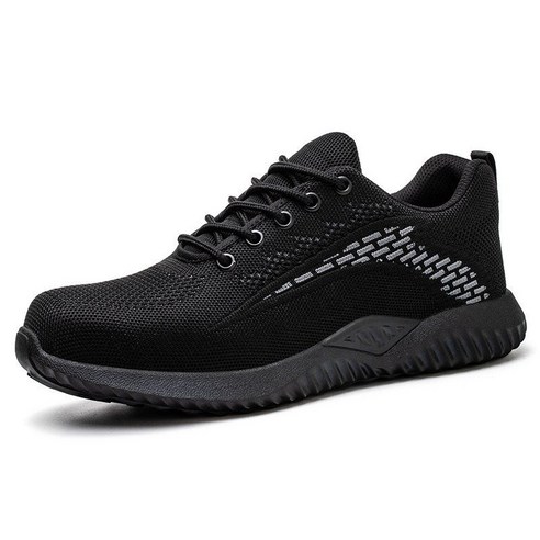 사계절통풍안전화3cm 경량 기능성 가벼운 미끄럼방지 건설 현장 발보호, 12 블랙 싱글 메쉬, 36