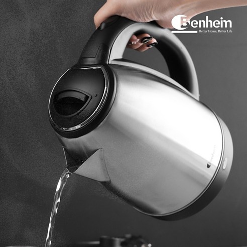 9,800원으로 완성하는 주방의 품격, 벤하임 1.8L 스텐 무선 전기주전자