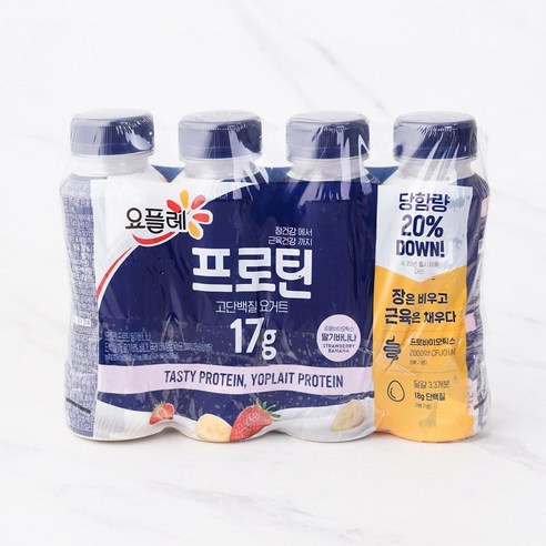 [메가마트]빙그레 요플레마시는프로틴 딸기바나나 210ml*4, 210ml, 4개