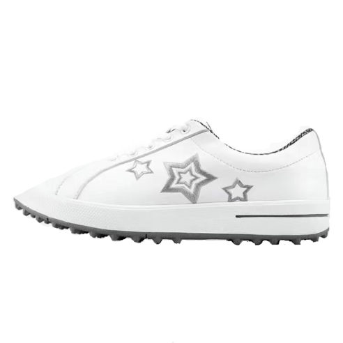 PGM 여성골프화 극세사 가죽 흰색 별 패턴