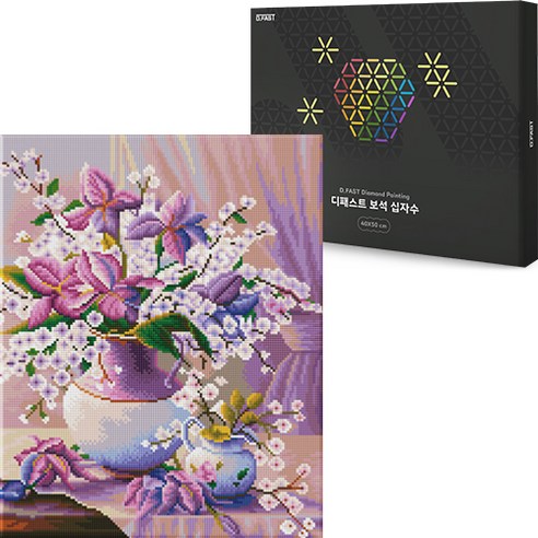 디패스트 보석십자수 DIY 40X50cm 구슬 비즈 공예 액자형 캔버스형 집들이선물 세트, 1세트, DF-705 제비꽃