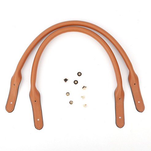 2PCS PU 가죽 교체 손잡이 스트랩 핸드백 레이디 어깨 가방 스트랩 DIY 가방, 갈색, 금 네일