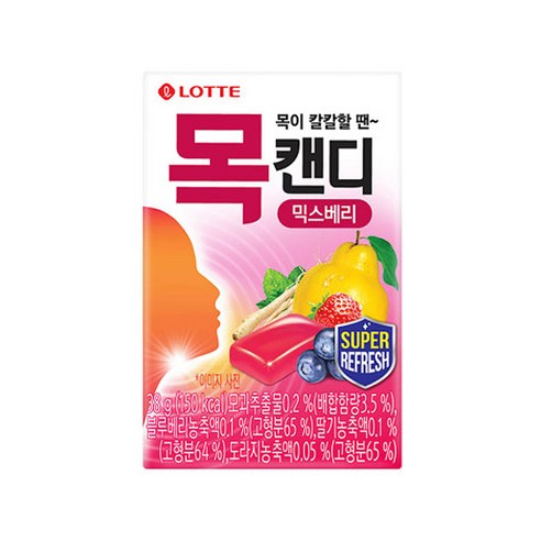 롯데 목캔디 믹스베리 38g, 12개