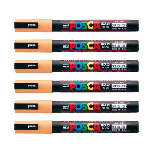 유니 포스카 PC 3M 6개입 1다스, 라이트오렌지, 1개, 1색