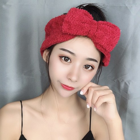 DFMEI 인터넷 연예인 귀여운 얼굴 머리핀 슈퍼 요정 한국어 플러시 레이스 넓은 가장자리 문 보우 헤어 밴드 헤어 밴드