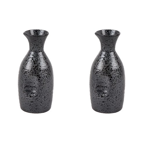본인 일본풍 블랙 도자기 독구리 사케 전통주 도쿠리 술병 300ml 2P세트, 2개