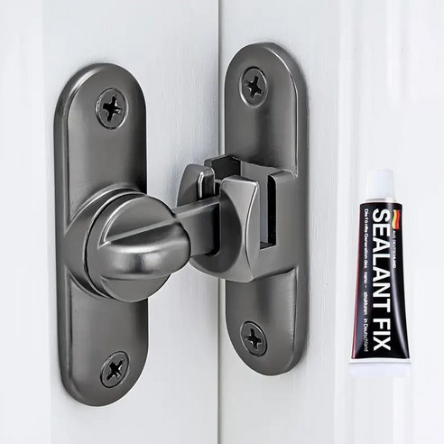 리빙아이 무타공 잠금장치 미닫이 여닫이 겸용 오도시 걸고리 걸쇠 잠금고리 다크그레이, 1개