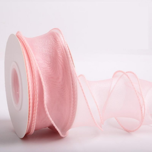 일상채움 오간자 오간디 쉬폰 리본 포장 40mm 9미터 2p, 9m, 연핑크