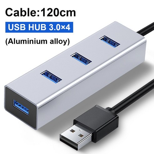 [XIG] OFCCOM 허브 USB 멀티 3.0 허브 USB 분배기 고속 4/7 포트 올인원 PC Windows Macbook 컴퓨터 액세서리 올인원 USB 허브 분배기, 4PortsUSB3.0120cm