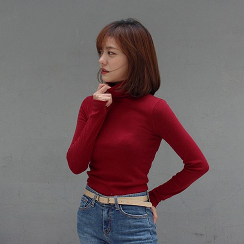 커밍투유 여성용 쫀쫀 기모 폴라 긴팔 티셔츠