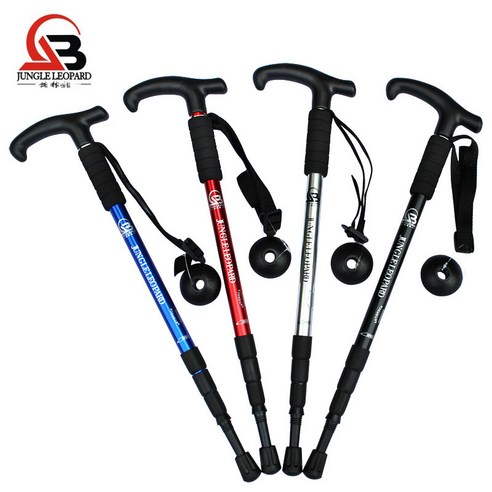 DFMEI.등산 스틱.Climbing staff-- 커브 T자루 4단 스틱 알루미늄 6061 다기능 보행 손전건주, DFMEI.무작위 믹스, 520-1100