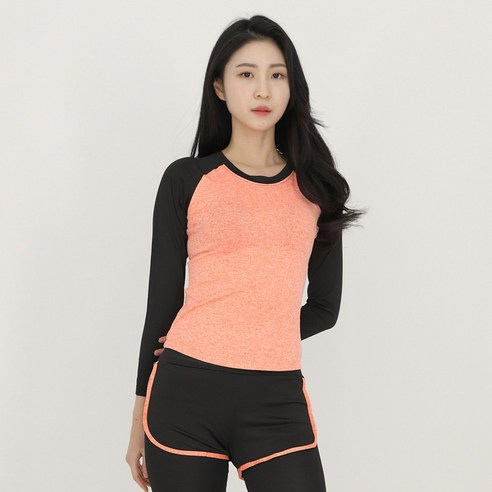 나야스타일 여성용 요가복 에어 딜라잇 투 톤 롱슬리브
