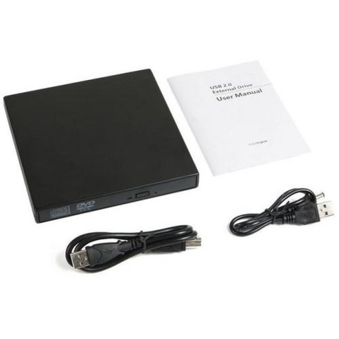 2022 USB 외장 DVD CD RW 디스크 버너 콤보 드라이브 리더 Windows 98/8/10 노트북 pc용, 블랙 디스크 USB 케이블