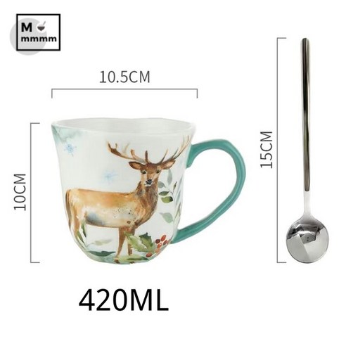 FREELIFE 북유럽 머그컵 세트 예쁜 도자기 VW-252, M-420ML with spoon-163